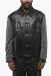 Versace Leather Jacket With Fabric Sleeves And Back