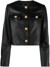VERSACE LEATHER JACKET WITH PADDED SHOULDER STRAPS