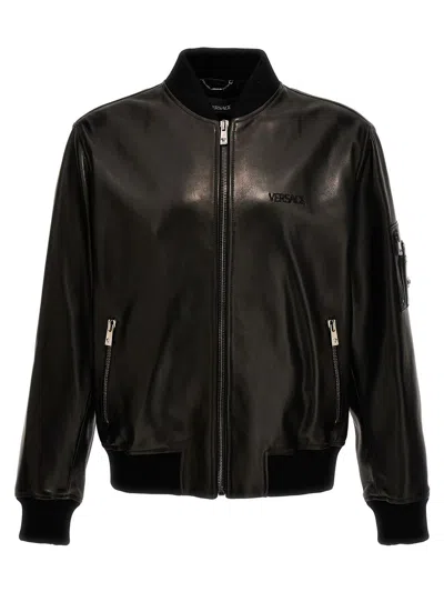 Versace Leather Jackets In Black
