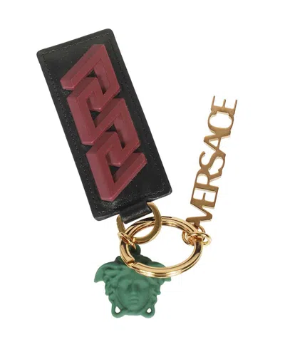 Versace Leather Keyring In Multi