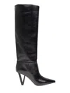 Versace Leather V-heel Knee-high Boots 85 In Black