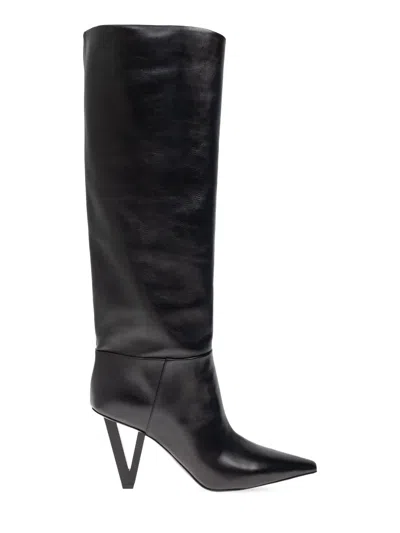 VERSACE LEATHER KNEE-HIGH BOOTS