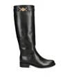 Versace Leather Knee-high Boots 25 In Black
