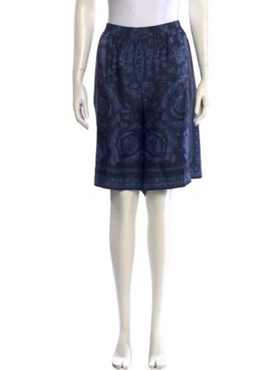 Pre-owned Versace Leather Knee-length Shorts W/ Tags In Blue