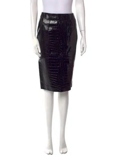 Pre-owned Versace Leather Knee-length Skirt W/ Tags In Black