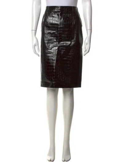 Pre-owned Versace Leather Knee-length Skirt W/ Tags In Black