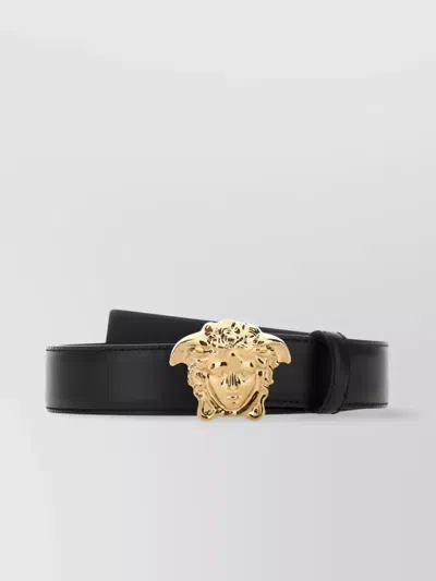 Versace La Medusa Leather Belt In Black
