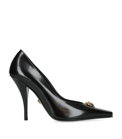 Versace Leather La Medusa Pumps 105 In Black