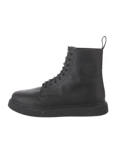 Pre-owned Versace Leather Lace-up Boots In Black