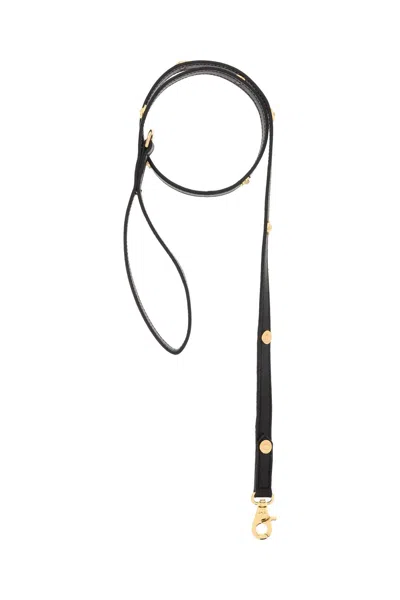 Versace Leather Leash With Medusa Studs In Black
