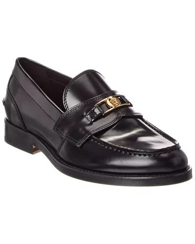 Versace Leather Loafer In Black