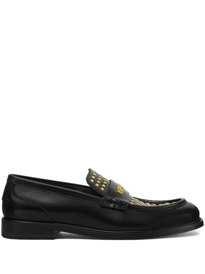 Versace Leather Loafers In Black