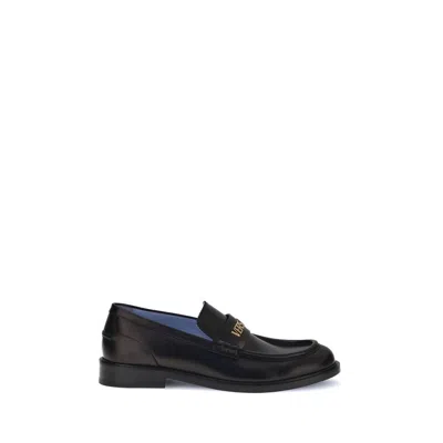 Versace Leather Loafers In Black