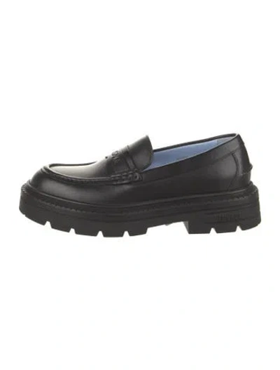 Pre-owned Versace Leather Loafers In Black