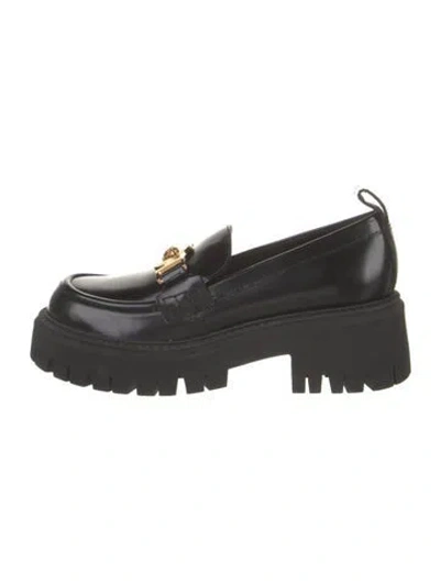 Pre-owned Versace Leather Loafers In Black
