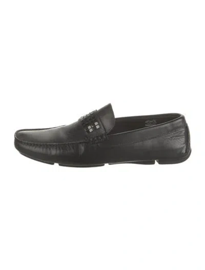 Pre-owned Versace Leather Loafers In Black