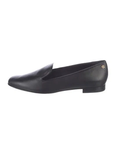 Pre-owned Versace Leather Loafers In Black