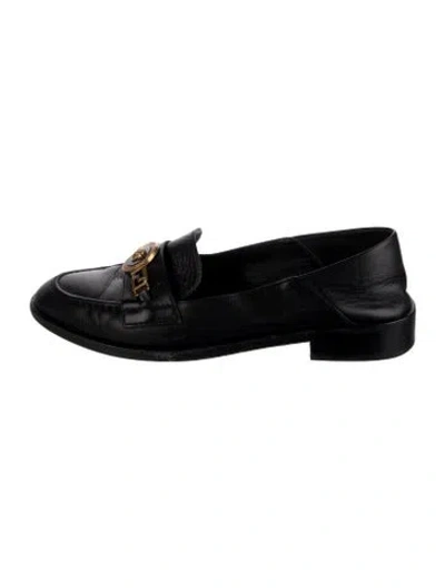 Pre-owned Versace Leather Loafers In Black