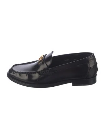 Pre-owned Versace Leather Loafers In Black