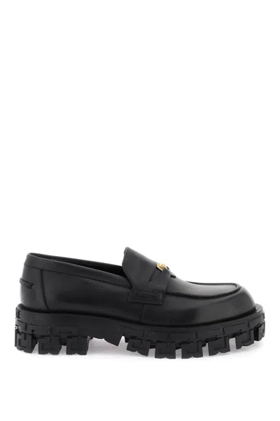 VERSACE VERSACE LEATHER LOAFERS