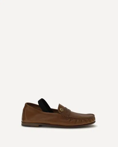 Versace Leather Loafers In Brown
