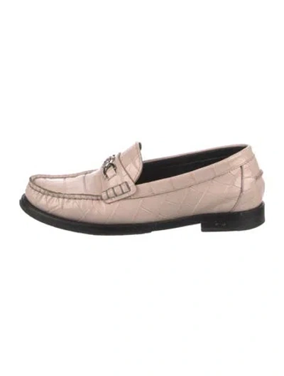 Pre-owned Versace Leather Loafers In Pink