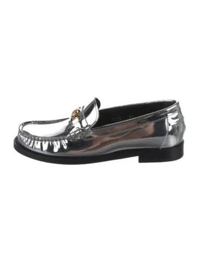 Pre-owned Versace Leather Loafers In Silver