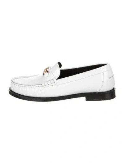 Pre-owned Versace Leather Loafers In White