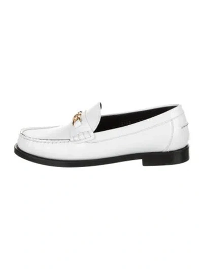Pre-owned Versace Leather Loafers In White