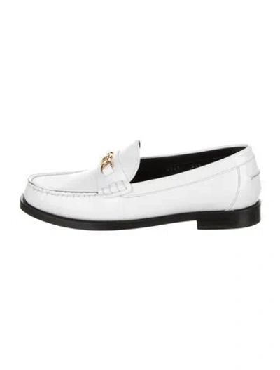 Pre-owned Versace Leather Loafers In White