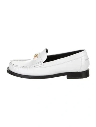 Pre-owned Versace Leather Loafers In White