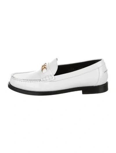 Pre-owned Versace Leather Loafers In White