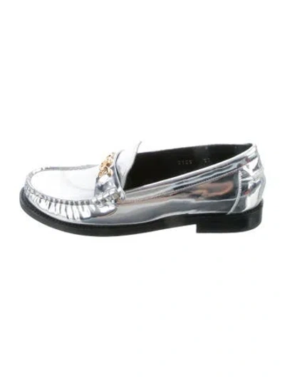 Pre-owned Versace Leather Loafers In White