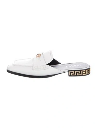 Pre-owned Versace Leather Loafers In White