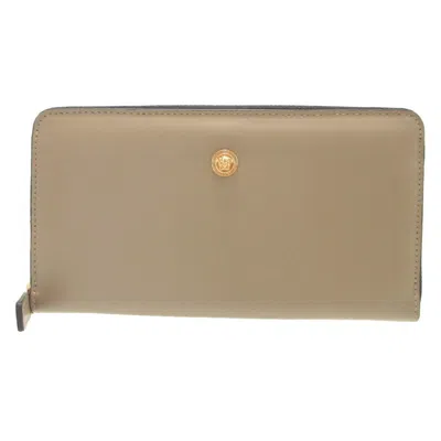 Pre-owned Versace Leather Long Wallet (bi-fold) () In Sand
