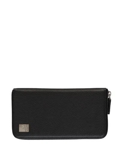 Versace Leather Long Wallet In Black