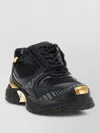 Versace Icaro Baskets En Maille Et Cuir In Black