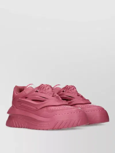 Versace Leather Low-top Sneakers In Pink
