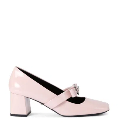 Versace Leather Mary Jane Pumps 55 In Pink