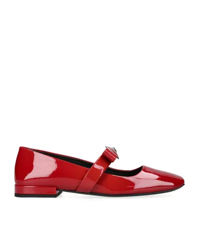 Versace Leather Mary Janes In Red