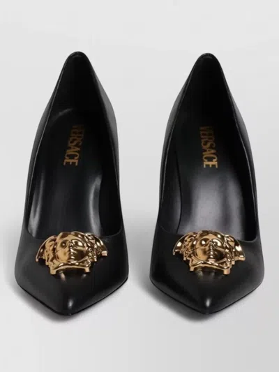 Versace Leather Medusa Aevitas High Heel Pumps In Black