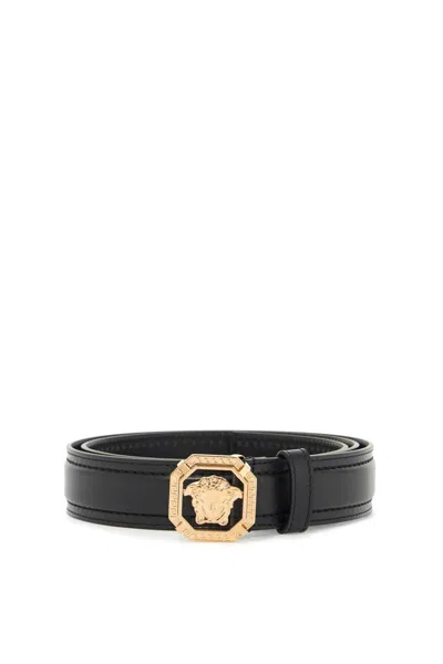 Versace "leather Medusa Belt With In Black