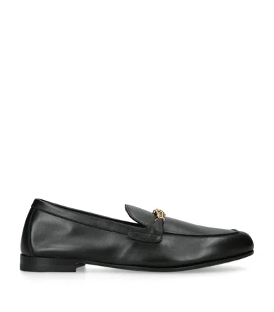 Versace Leather Medusa Chain Loafers In Black