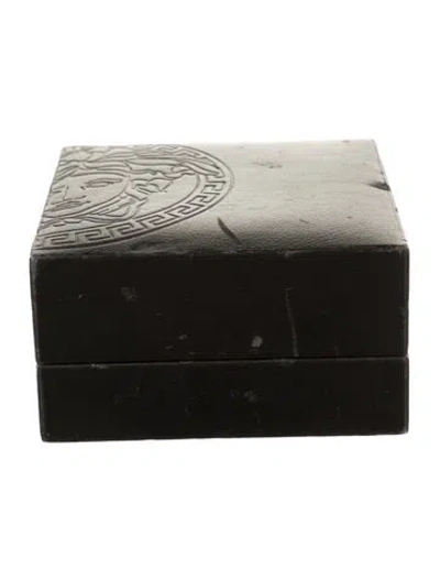 Pre-owned Versace Leather Medusa Insignia Travel Case In Black