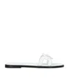 Versace Medusa Leather Flat Slide Sandals In White