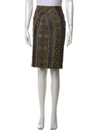 Pre-owned Versace Leather Midi Length Skirt In Black