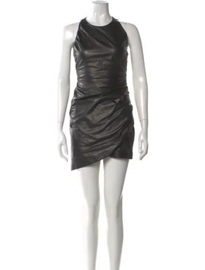Pre-owned Versace Leather Mini Dress In Black
