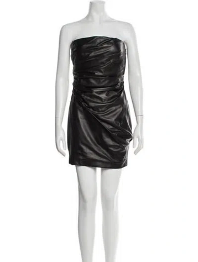 Pre-owned Versace Leather Mini Dress In Black