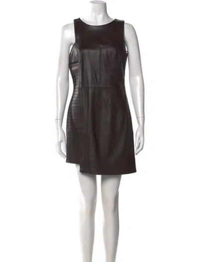 Pre-owned Versace Leather Mini Dress In Brown