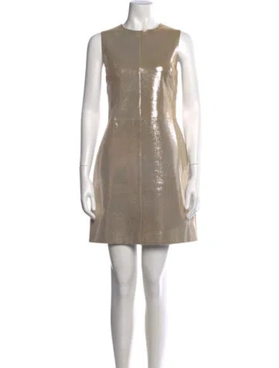 Pre-owned Versace Leather Mini Dress In Neutral